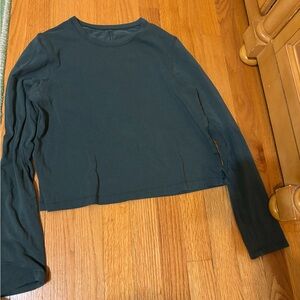 Lululemon Forest Green Long Sleeve 100% Cotton Top Size Medium